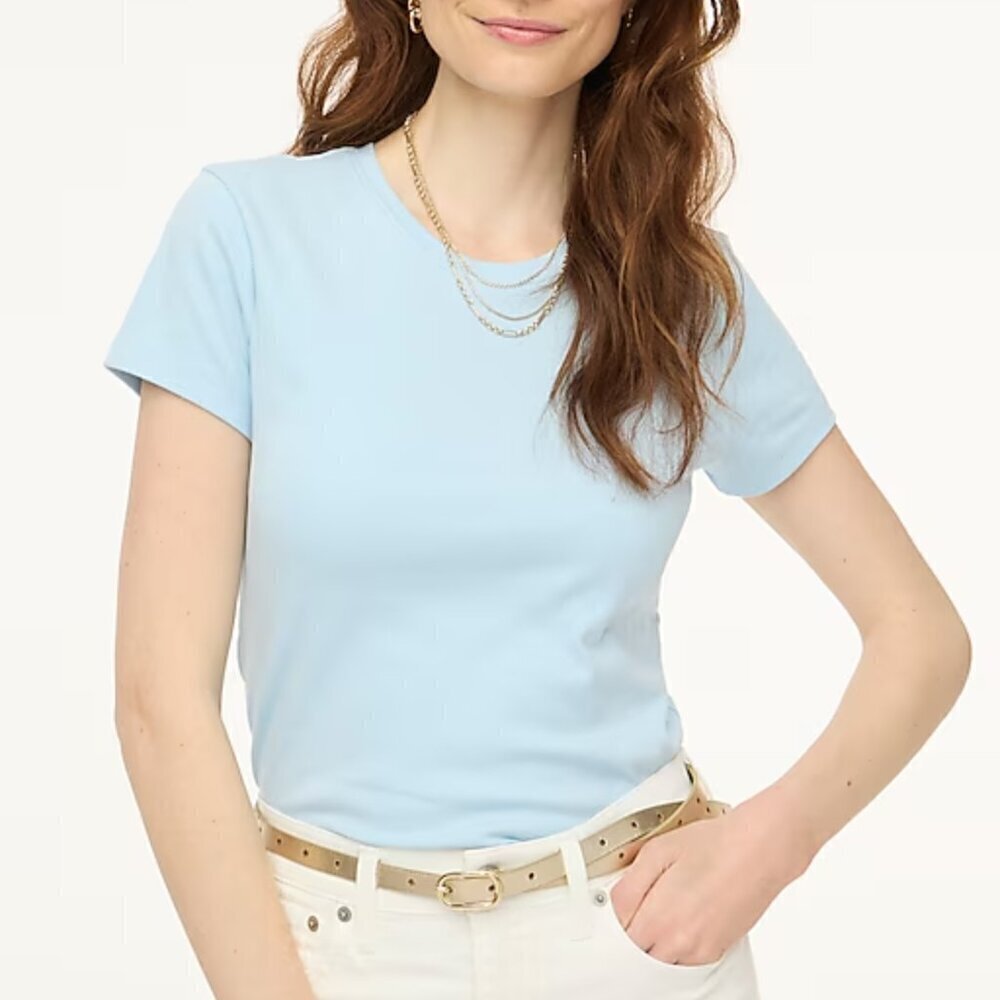 J. Crew Essential Short Sleeve Cotton Crewneck Tee Light Blue Size XS NWT